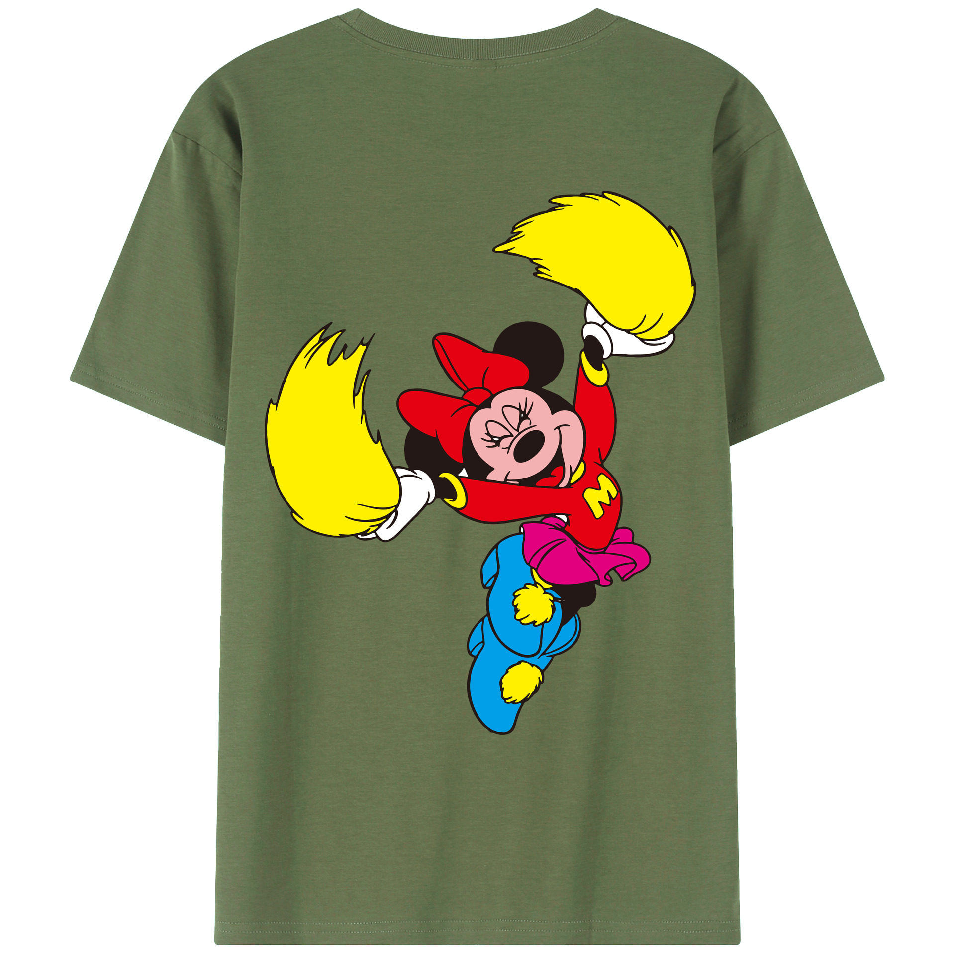 ミッキーマウス Mickey Mouse 綿100％ メンズ半袖Tシャツ（バックプリント） 通気性